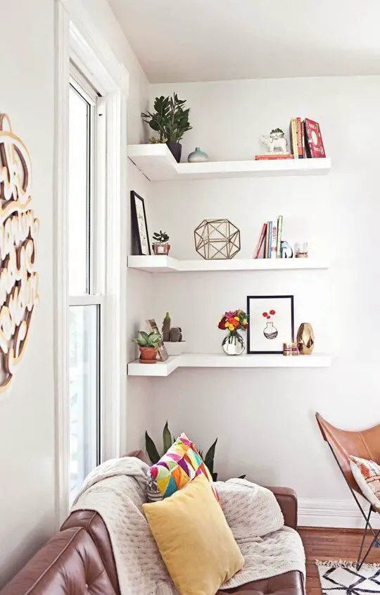 Corner Shelves: A Smart Small Space Solution All Over the House | Apartment Therapy: 