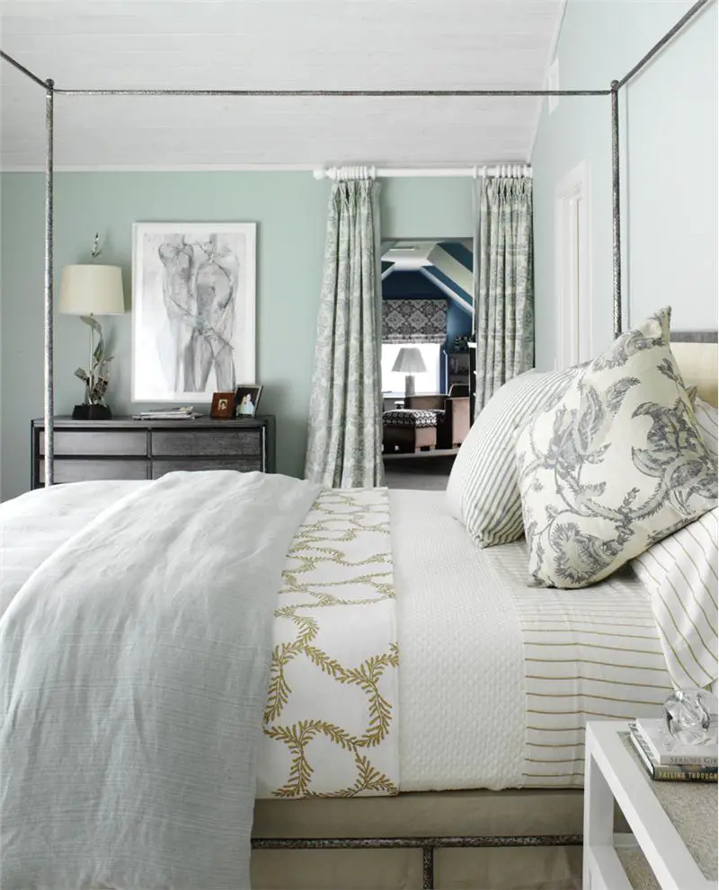 transitional layered bedroom
