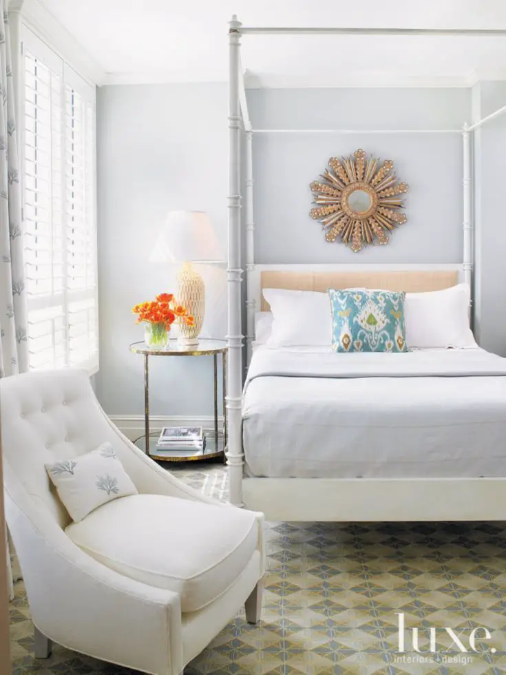 Guest Bedroom With Sculptural Lamp