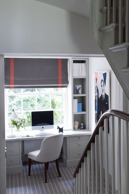 Genius Ideas for Utilizing Your Home's Nooks and Crannies// stair landing office, built-in desk