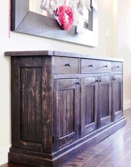 Build your own Rustic Sideboard/Buffet Table. Free #Plans at Ana-White.com #DIY