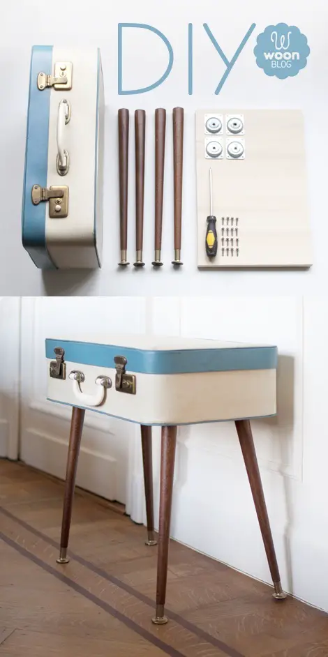 DIY vintage suitcase table- I may have just found the nightstands I was looking for to complete my guest bedroom!