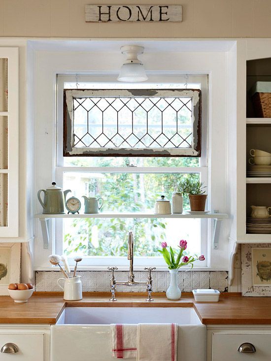 A rustic window adds a touch of vintage style. More kitchen ideas: http://www.bhg.com/kitchen/Kitchen