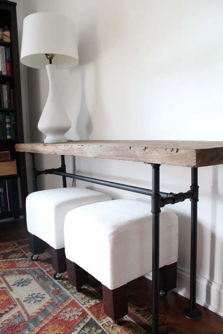 DIY Projects with Pipe! • Great Ideas and Tutorials! Including, from 'handmaid tales', this wonderful black pipe console table.