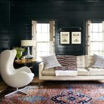 Persian rug black wall living room