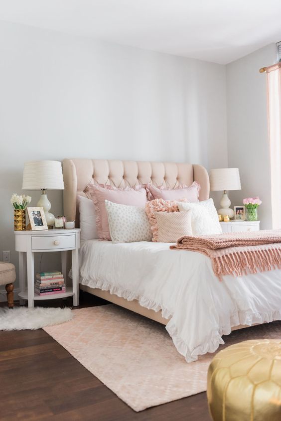 My Chicago Bedroom // Parisian Chic, Blush Pink — bows & sequins: 
