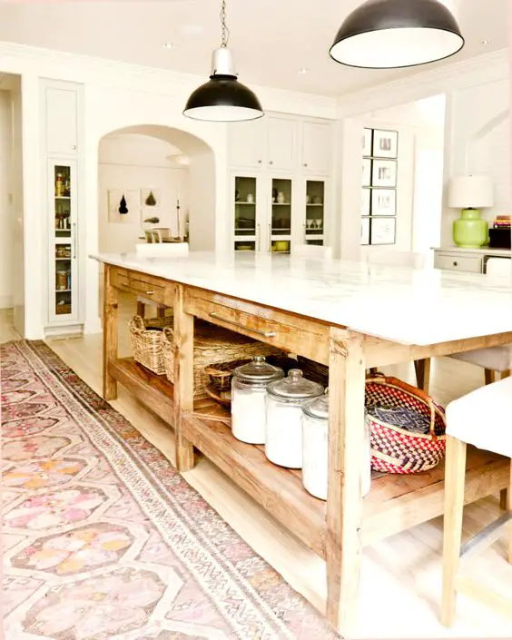 white kitchen with modern barstools
