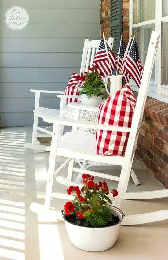 Patriotic Porch by On Sutton Place and other cute and easy Memorial Day, Fourth of July, Labor Day and patriotic DIY decorations!: 