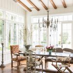 vaulted-dining-room-ceiling-stained-wood-beams