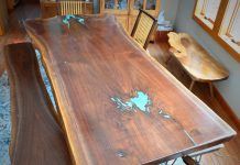 Live edge black walnut dining table