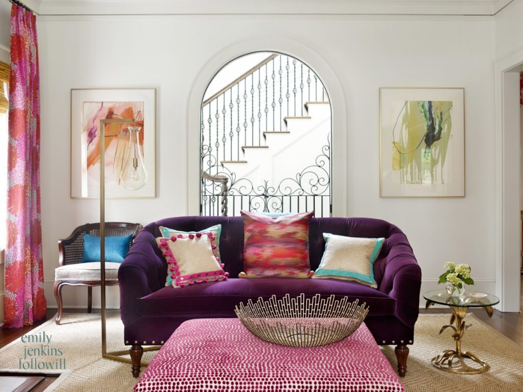 Emily Followill colorful elegant living room