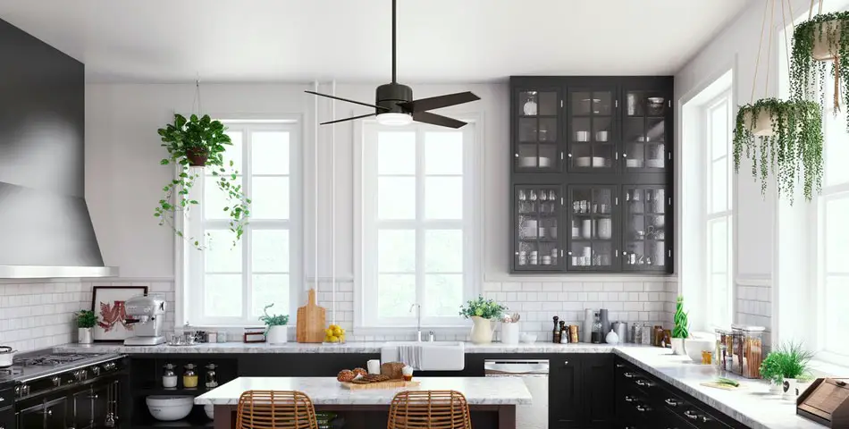 kitchen with ceiling fan