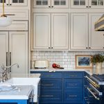 Beige and blue designed kitchen