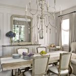 Dining table and chair with crystal chandelier