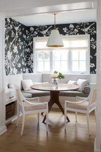 Dining room designed with sitting bench