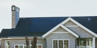 Grey house with solar panels