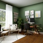 Home office with green walls