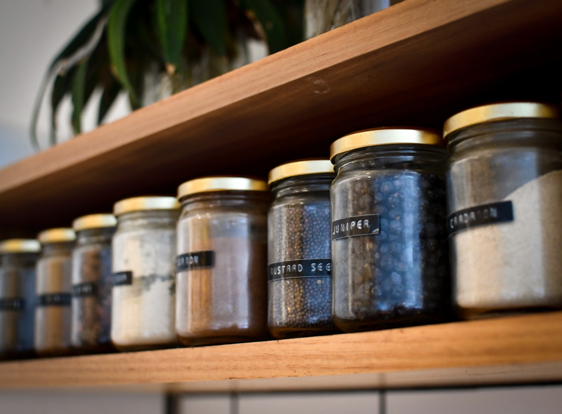 Pantry shelf with labeled jars