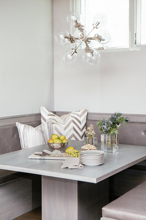 Gray an yellow dinning space