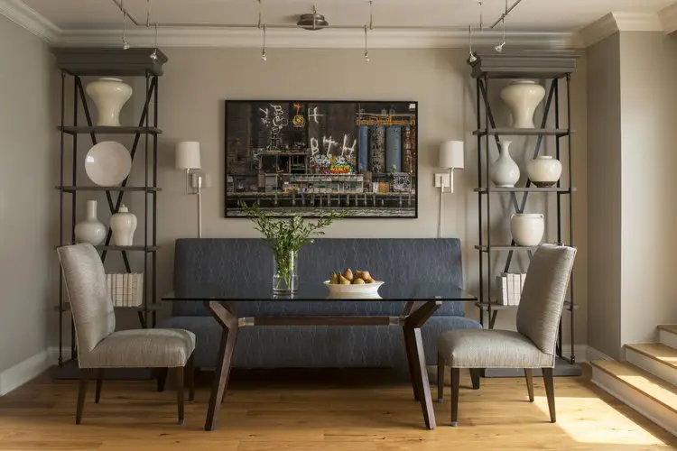 Dinning table with couch and chairs in dinning corner of the room