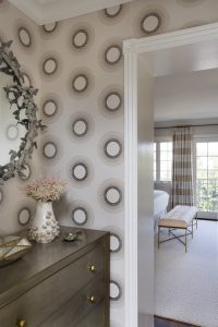 Entrance to beige designed bedroom