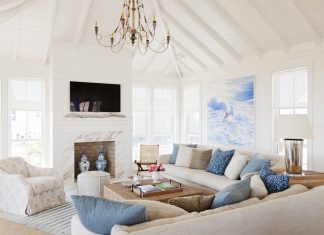 Living room designed as costal residence