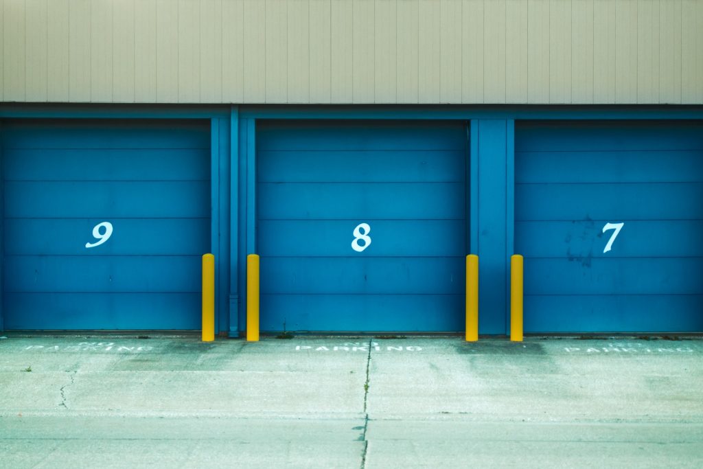 Storages with blue doors