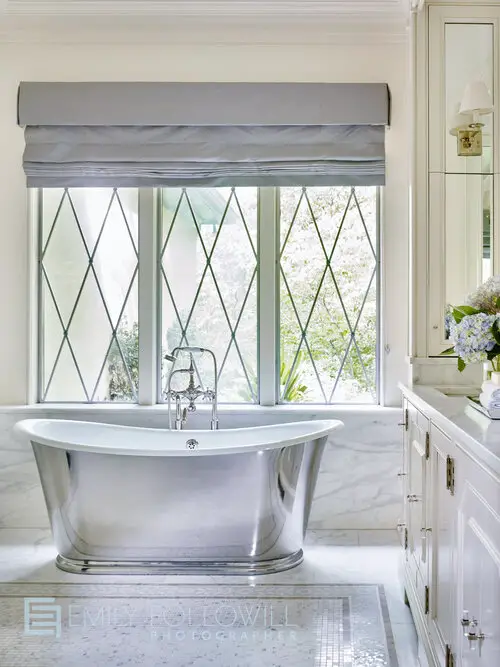 Bathroom with silver painted bathtub