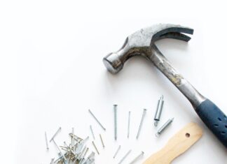 Handyman's tools against the white background