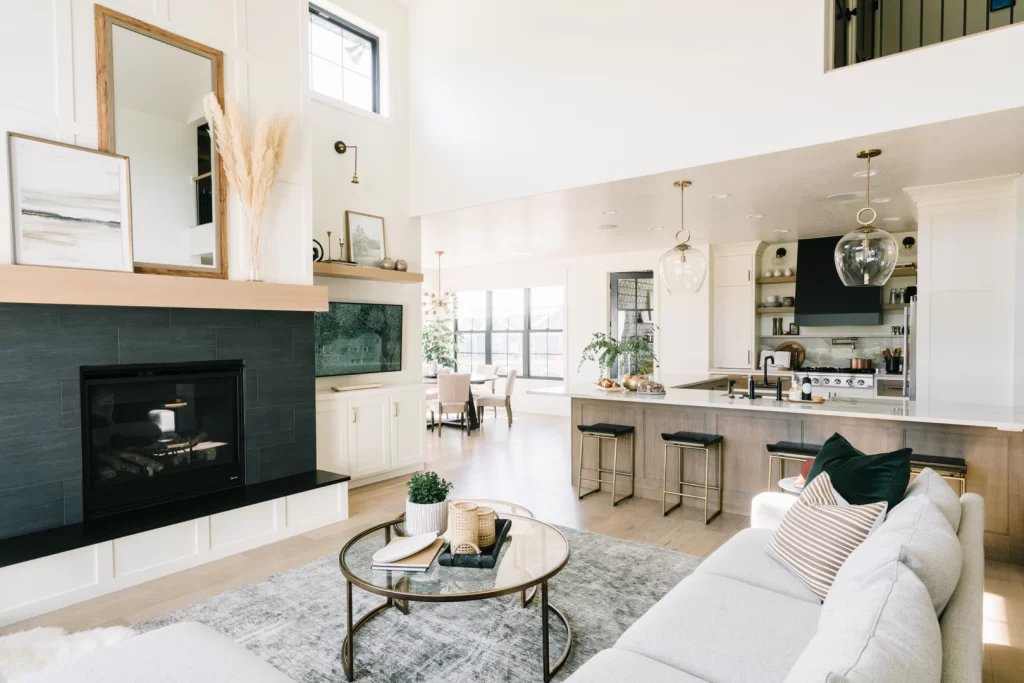 Living room with fireplace