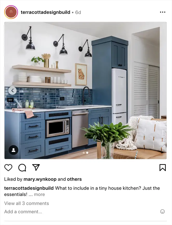 Kitchen elements in a kitchen as an Instagram post
